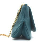 Gucci 1973 Small Chain-Strap Crossbody Bag Teal Pebbled Leather
