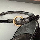 Miu Miu Jeweled-Heel d'Orsay Pumps Black Velvet Size 36.5 Ankle Strap Heels