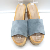 Veronica Beard Hannalee Clog Sandals Blue Suede Size 9 Platform Slip-On Heels