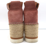 See by Chloe Glyn Platform Espadrille Sandals Pink Suede & Tan Leather Size 37