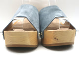 Veronica Beard Hannalee Clog Sandals Blue Suede Size 9 Platform Slip-On Heels