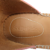 See by Chloe Glyn Platform Espadrille Sandals Pink Suede & Tan Leather Size 37