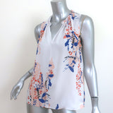 Reiss Top Warren Light Gray Floral Print Chiffon Size 4 Sleeveless Blouse