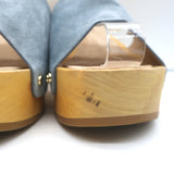 Veronica Beard Hannalee Clog Sandals Blue Suede Size 9 Platform Slip-On Heels