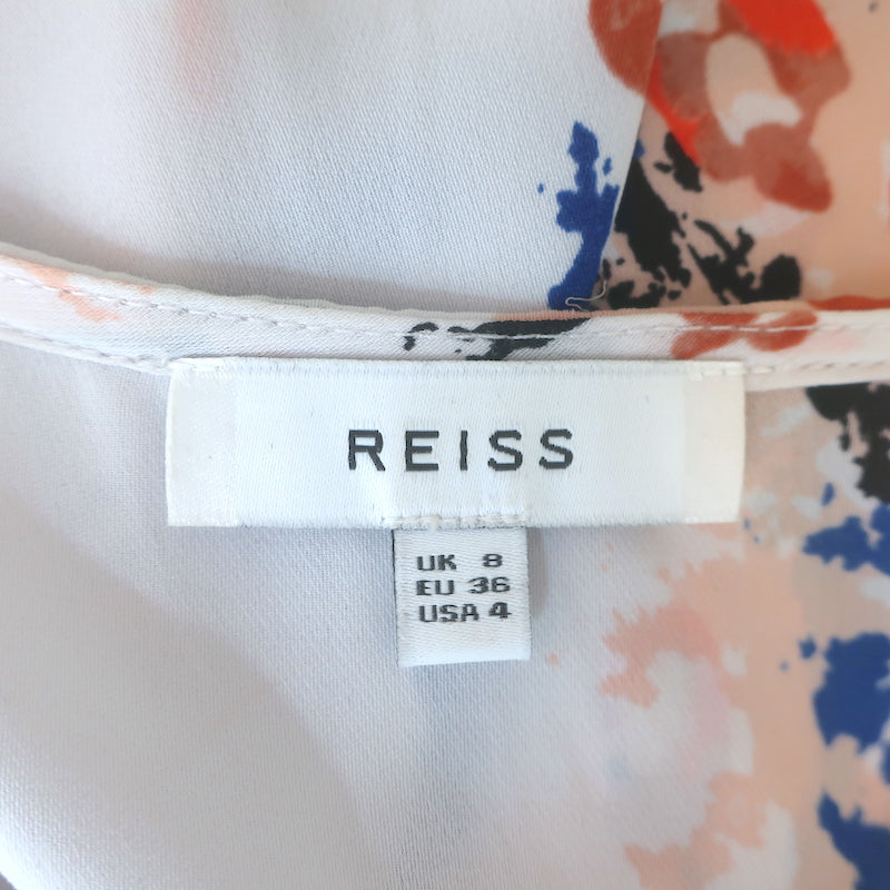 Reiss Top Warren Light Gray Floral Print Chiffon Size 4 Sleeveless Blouse