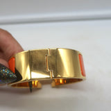 Hermes Clic Clac H PM Bracelet Orange Enamel & Gold