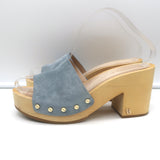 Veronica Beard Hannalee Clog Sandals Blue Suede Size 9 Platform Slip-On Heels