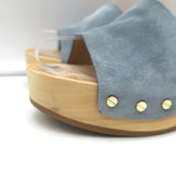 Veronica Beard Hannalee Clog Sandals Blue Suede Size 9 Platform Slip-On Heels