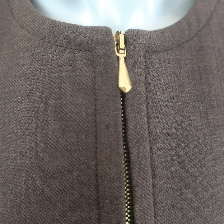 Paul Smith Lady Leigh Zip-Up Cropped Jacket Dark Brown Wool-Cashmere Size 42