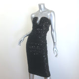 Self-Portrait Crystal-Trimmed Sequin Boucle Midi Dress Black Size US 2