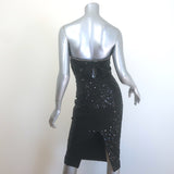 Self-Portrait Crystal-Trimmed Sequin Boucle Midi Dress Black Size US 2