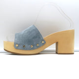 Veronica Beard Hannalee Clog Sandals Blue Suede Size 9 Platform Slip-On Heels