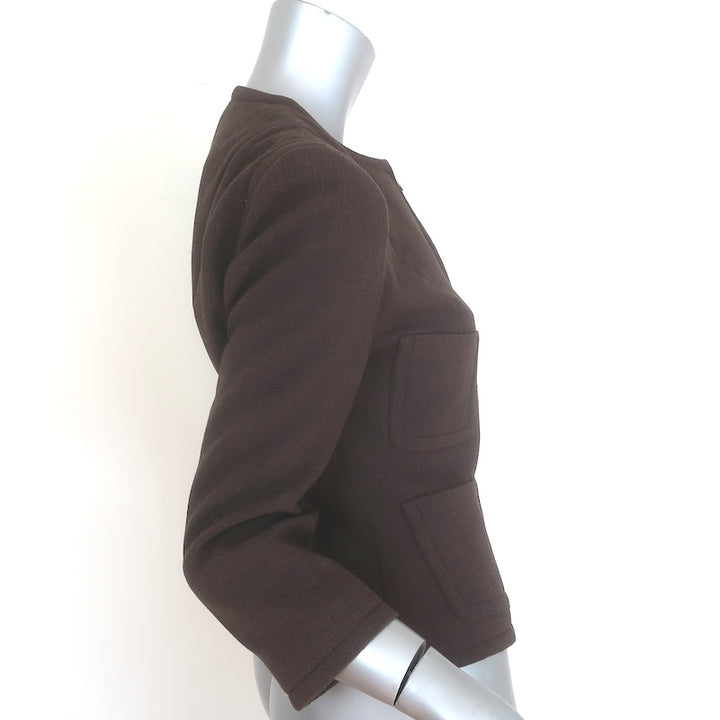 Paul Smith Lady Leigh Zip-Up Cropped Jacket Dark Brown Wool-Cashmere Size 42