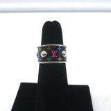 Louis Vuitton x Takashi Murakami S-Lock Ring Black Coated Canvas Size 5 NEW