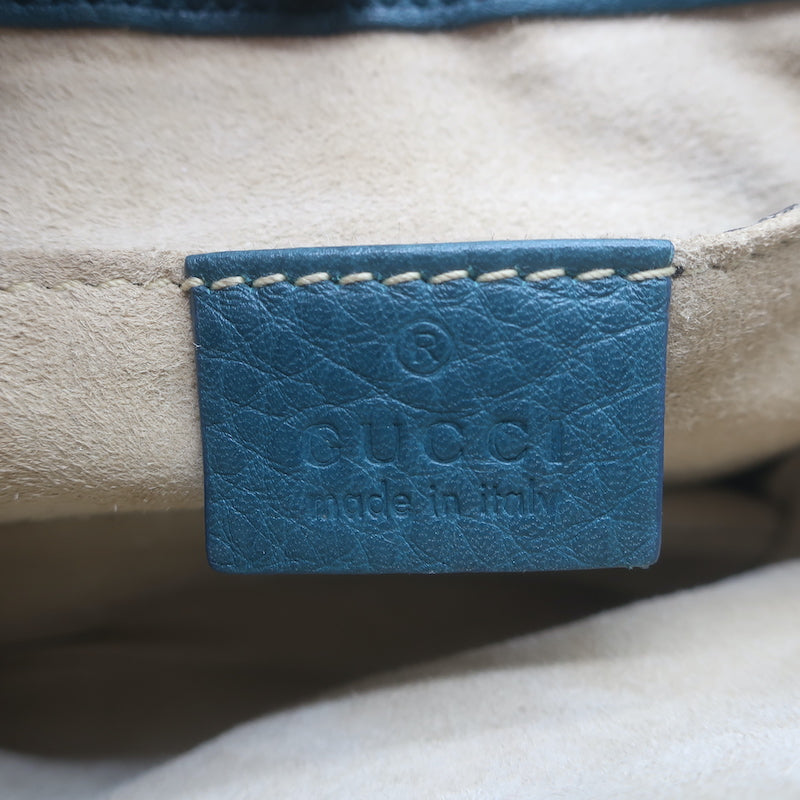 Gucci 1973 Small Chain-Strap Crossbody Bag Teal Pebbled Leather