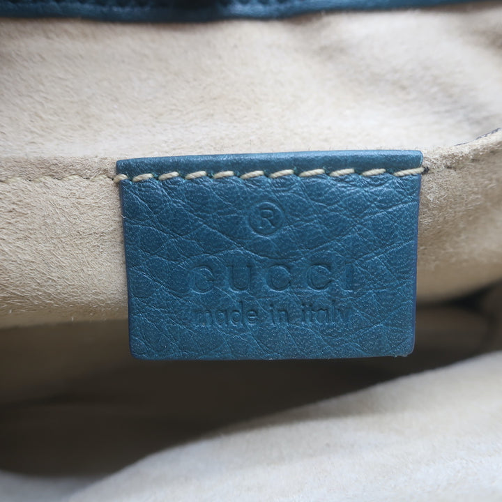 Gucci 1973 Small Chain-Strap Crossbody Bag Teal Pebbled Leather
