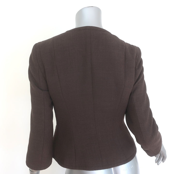 Paul Smith Lady Leigh Zip-Up Cropped Jacket Dark Brown Wool-Cashmere Size 42