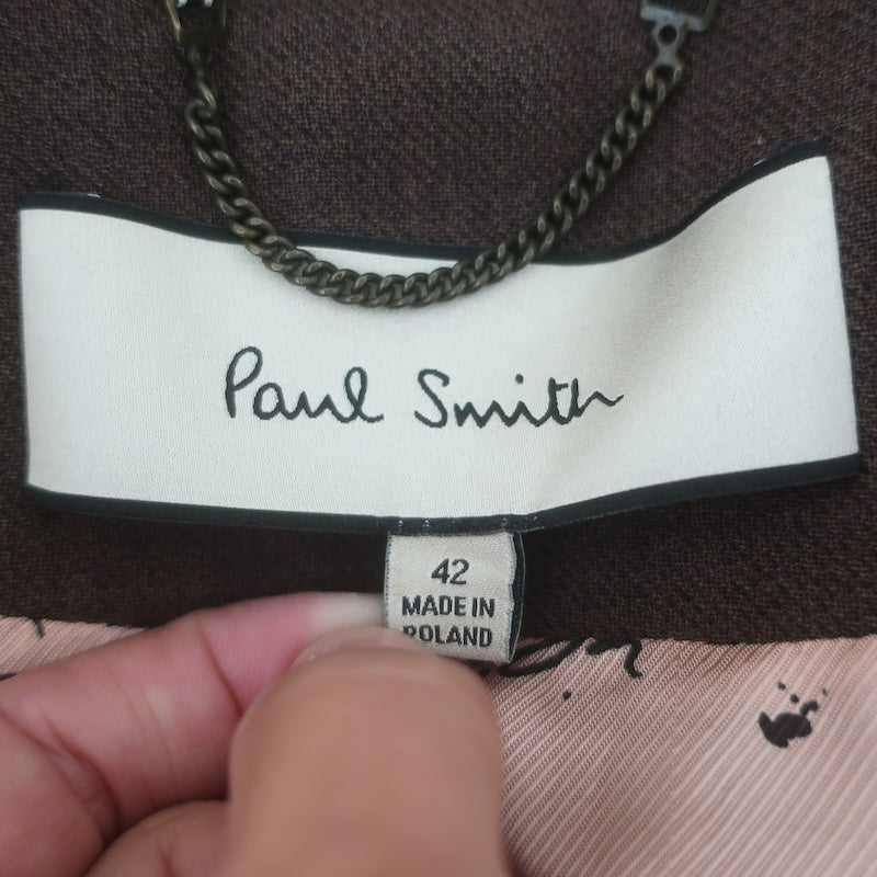 Paul Smith Lady Leigh Zip-Up Cropped Jacket Dark Brown Wool-Cashmere Size 42