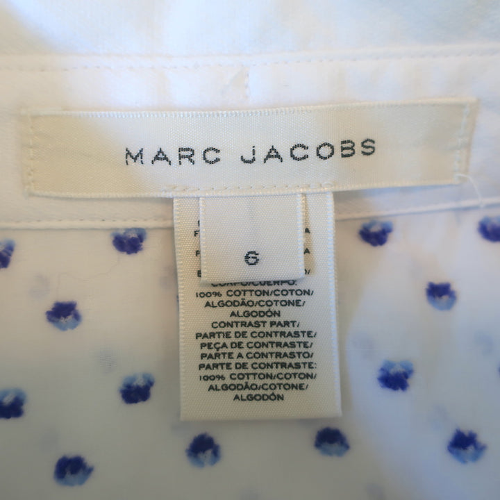 Marc Jacobs Sequined Collar Shirt White Polka Dot Size 6 Long Sleeve Top