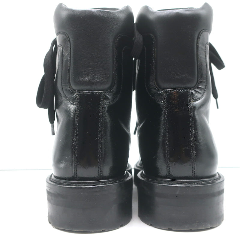 Saint Laurent William Double-Laced Combat Boots Black Leather Size 37