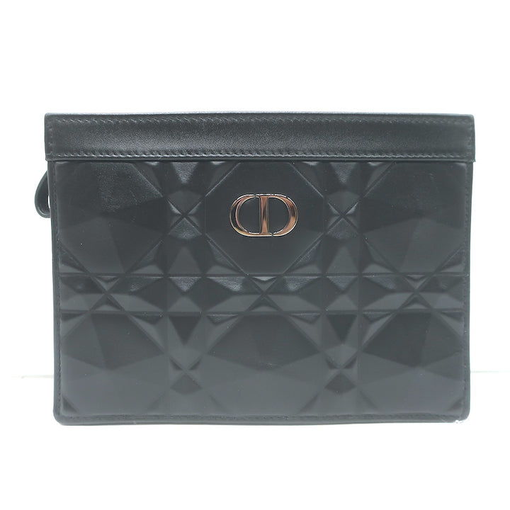 Christian Dior Caro Every Dior Pouch Black Cannage Leather Chain Strap Crossbody