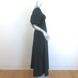 STAUD Faye Puff Sleeve Smocked Maxi Dress Black Stretch Cotton Size Extra Small