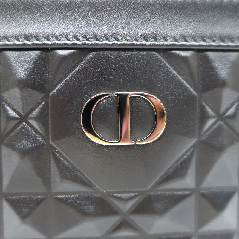Christian Dior Caro Every Dior Pouch Black Cannage Leather Chain Strap Crossbody