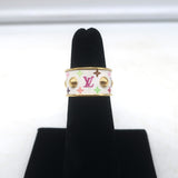Louis Vuitton x Takashi Murakami S-Lock Ring White Coated Canvas Size 5 NEW