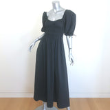 STAUD Faye Puff Sleeve Smocked Maxi Dress Black Stretch Cotton Size Extra Small