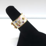 Louis Vuitton x Takashi Murakami S-Lock Ring White Coated Canvas Size 5 NEW