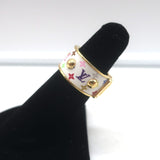 Louis Vuitton x Takashi Murakami S-Lock Ring White Coated Canvas Size 5 NEW