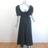 STAUD Faye Puff Sleeve Smocked Maxi Dress Black Stretch Cotton Size Extra Small