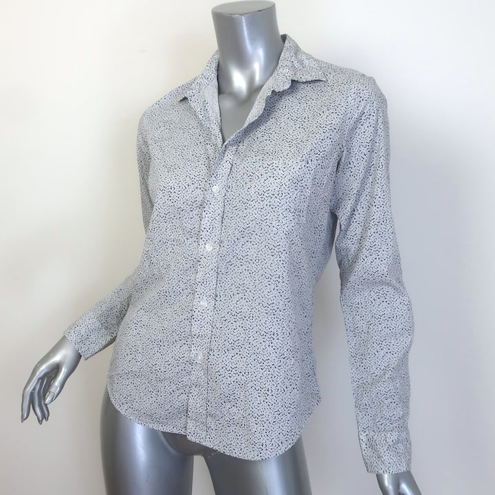 Frank &amp; Eileen Barry Shirt Ditsy Floral Print Crinkled Cotton Size Extra Small