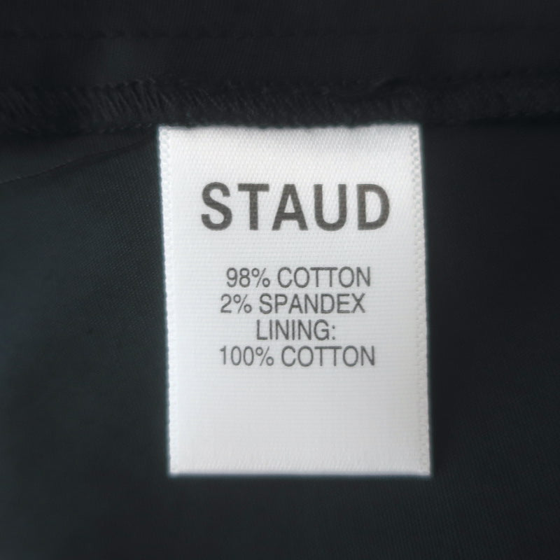 STAUD Faye Puff Sleeve Smocked Maxi Dress Black Stretch Cotton Size Extra Small