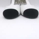 Chanel Bicolor Cap Toe T-Strap Bow Pumps White Leather & Black Velvet Size 38C
