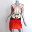 Mary Katrantzou Cap Sleeve Mini Dress Red/Multi Printed Hammered Silk Size 8