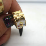 Louis Vuitton x Takashi Murakami S-Lock Ring White Coated Canvas Size 5 NEW