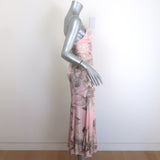 Alice + Olivia Julietta Midi Slip Dress Pink Floral Print Satin Size 0 NEW