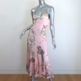 Alice + Olivia Julietta Midi Slip Dress Pink Floral Print Satin Size 0 NEW