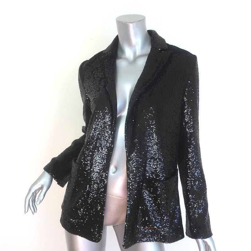 A.L.C. Quincy Sequin Blazer Black Size 0 Open-Front Jacket NEW