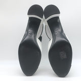 Chanel Bicolor Cap Toe T-Strap Bow Pumps White Leather & Black Velvet Size 38C