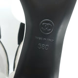 Chanel Bicolor Cap Toe T-Strap Bow Pumps White Leather & Black Velvet Size 38C