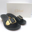 Chloe Rebecca Buckle Mules Black Leather Size 36 Block Heel Sandals NEW