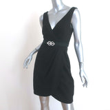 Trina Turk Crystal-Embellished Faux Wrap Mini Dress Black Size 2