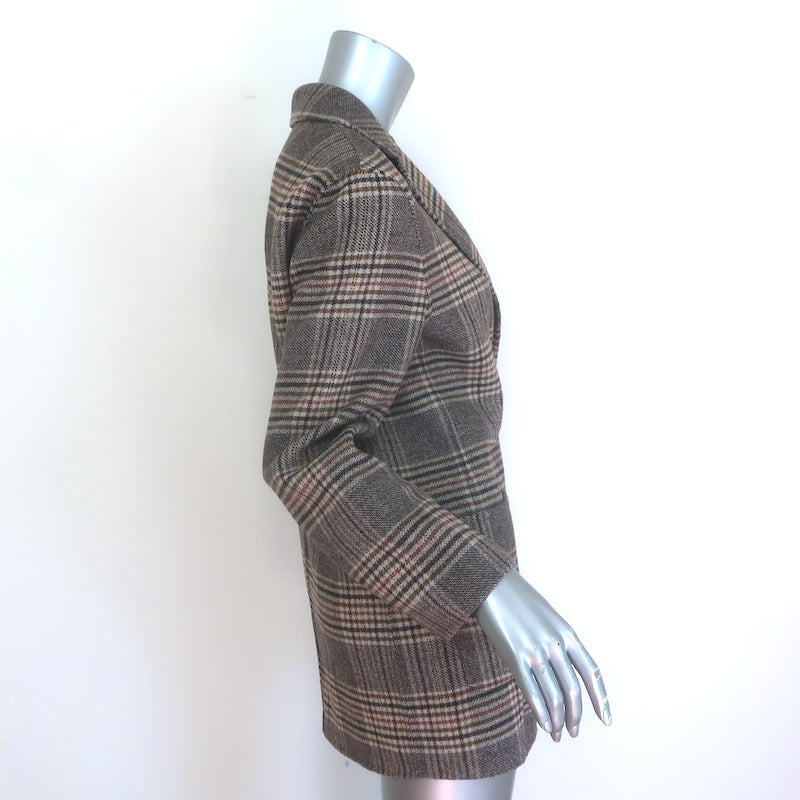 Maje Garion Plaid Oversized Blazer Brown/Beige Size 36 Two-Button Jacket