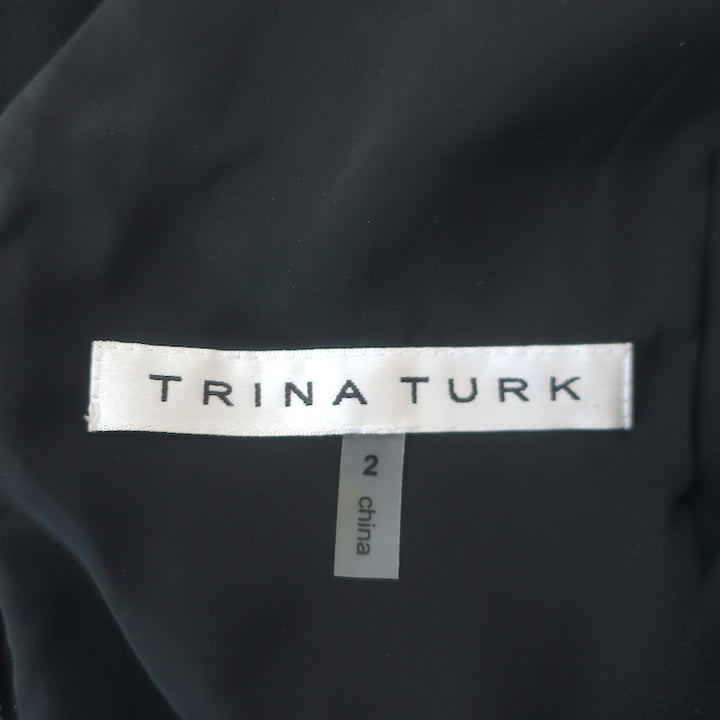 Trina Turk Crystal-Embellished Faux Wrap Mini Dress Black Size 2