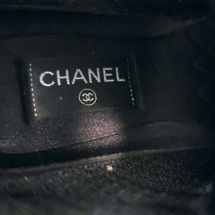 Chanel 19A Lace-Up High Top Sneakers Black Suede &amp; Gold Metallic Leather Size 38