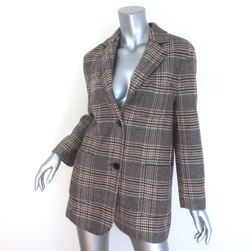 Maje Garion Plaid Oversized Blazer Brown/Beige Size 36 Two-Button Jacket