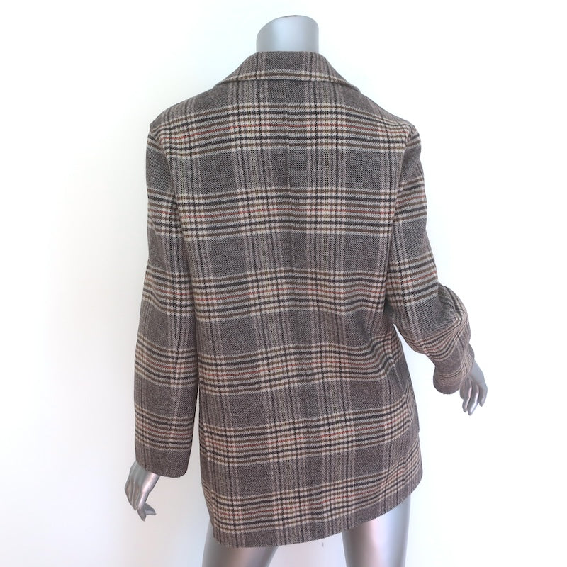 Maje Garion Plaid Oversized Blazer Brown/Beige Size 36 Two-Button Jacket