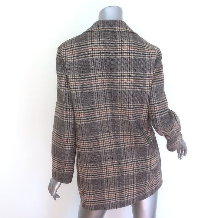 Maje Garion Plaid Oversized Blazer Brown/Beige Size 36 Two-Button Jacket